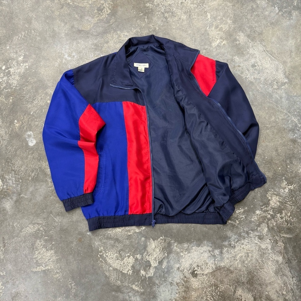 Vintage Bogari Silk Colorblock Full Zip Jacket Windbreaker - Picture 2 of 8